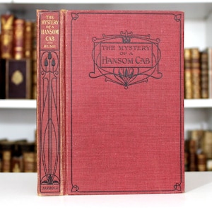 1920 RARE Fergus Hume Le mystère d’un Hansom Cab Mystery Fiction Melbourn Australie Reliure en tissu rouge Style Art déco
