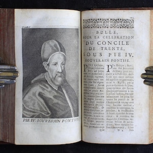 1685 Council of Trent Book: Illustrated Catholic Theology, Latin & French