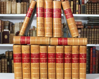 1785 Voltaire Letters Complete 16-Volume Kehl Edition Leather Bindings