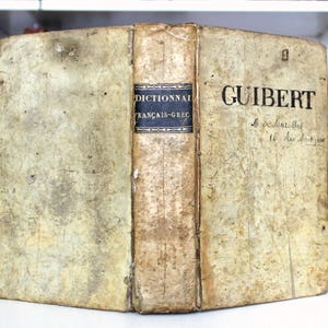 1830 RARO Dizionario Greco Antico - Francese Studi Classici Filologia Linguistica Rilegatura in Vellum Libro Antiquario 1800