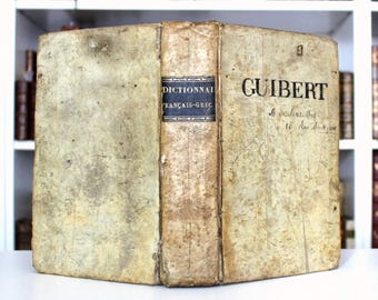 1830 RARE Ancient Greek - French Dictionary Classical Studies Philology Linguistics Vellum Binding Antiquarian Book 1800s