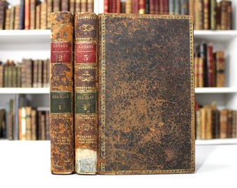 1821 Gil Blas Antique French Book Set: Leather-Bound Picaresque Novel