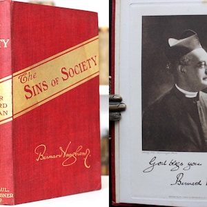 1909 RARE Livre anglais Les péchés de la société. Paroles prononcées par le Père Bernard Vaughan, de la Compagnie de Jésus Reliure originale en toile rouge