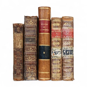 Antique French Book Set (1750-1830): 5-Volume Leather Bundle