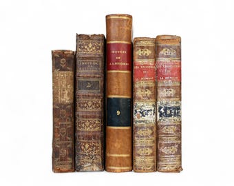 Conjunto de libros antiguos franceses (1750-1830): paquete de cuero de 5 volúmenes