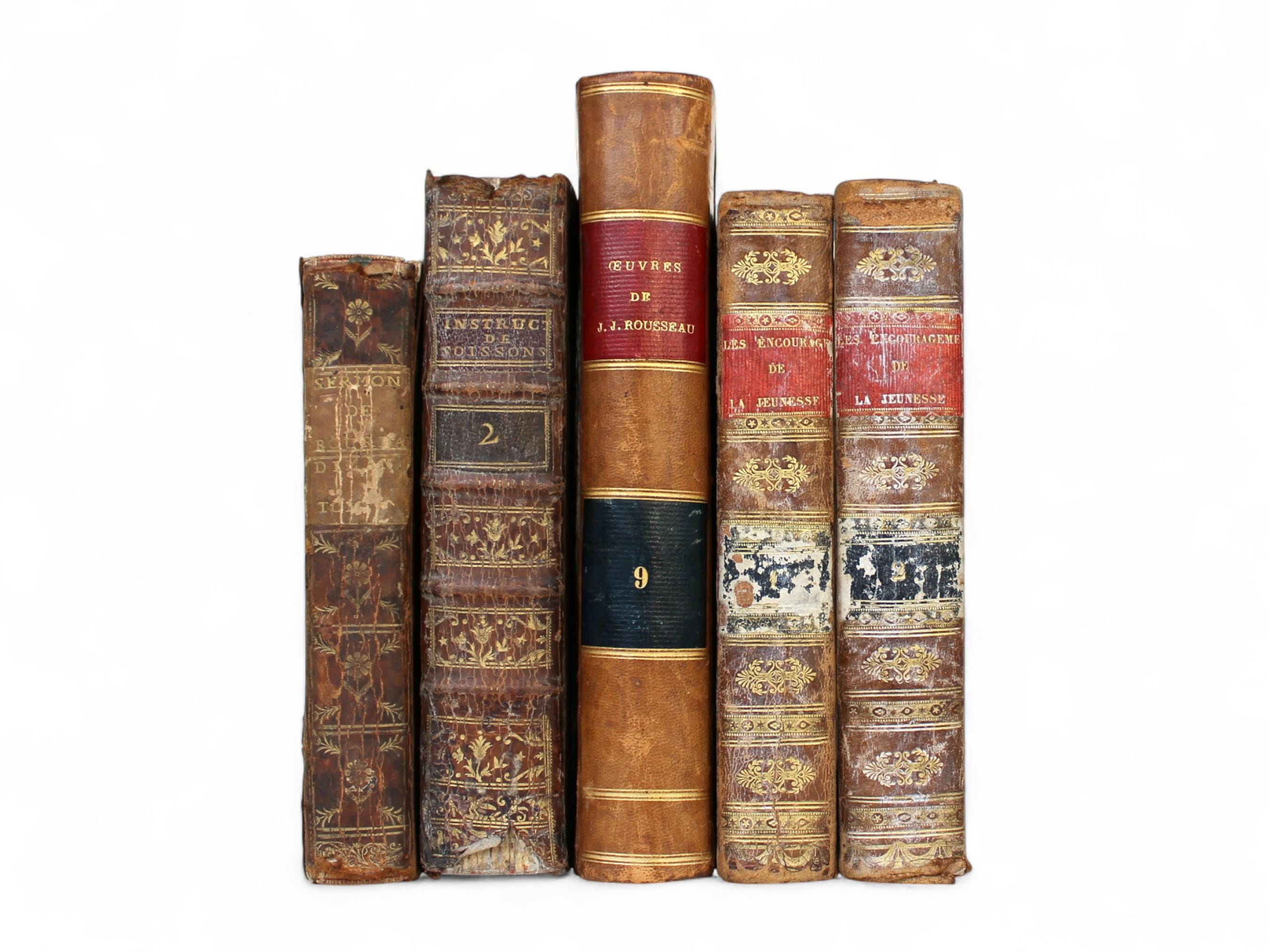 アンティークフランスの書籍セット（1750-1830）：5巻革製バンドル