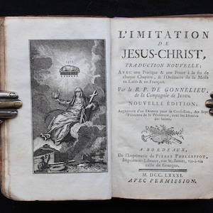 1781 Antique Leather Book: The Imitation of Christ, Illustrated