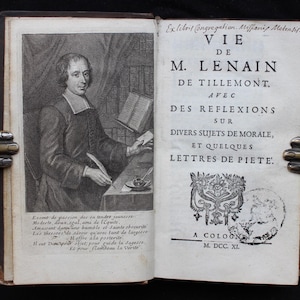 1711 Lenain de Tillemont Antique French Religious Book: Engraved Portrait