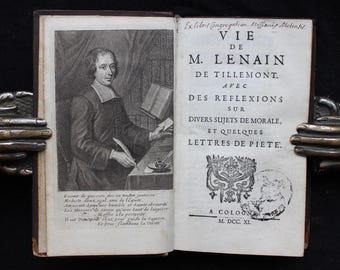 1711 Lenain de Tillemont Antikes französisches religiöses Buch: Eingraviertes Porträt