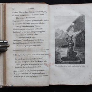 1830 La Fontaine&#39;s Fables: Illustrated Antique French Literature, Decorative Leather Binding