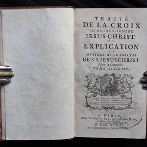 1733 Treatise on the Cross: Antique French Leather Bible