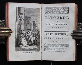 1770 Moliere Stücke: Illustriertes französisches Antikbuch