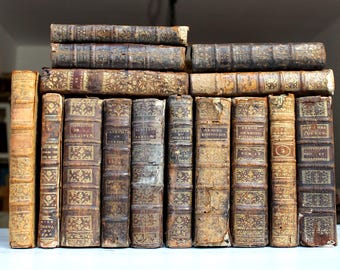 1700s Shabby 18th Century Leather Book, Antique French Tome for Art, Junk Journal & Restoration