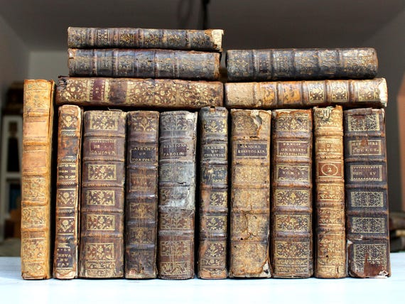 1700s Shabby 18th Century Leather Book, Antique French Tome for Art, Junk Journal & Restoration