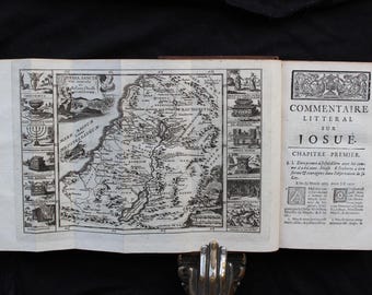 1738 Antique Bible: Joshua, Judges, Ruth, 1 Samuel, Holy Land Map