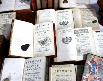 1700er Antike Buch Predigten: Dekoratives Leder gebundenes Band