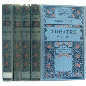 1920 RARE Pierre CORNEILLE Les pièces complètes du Théâtre Français Ensemble complet en 4 volumes Reliures en tissu décoré Littérature française