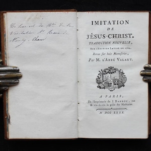1780 Antikes Lederbuch: Die Nachahmung Christi, französischer Text