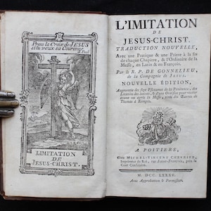 1785 Imitation of Christ Book: Antique Leather-Bound Illustrated Christian Classic