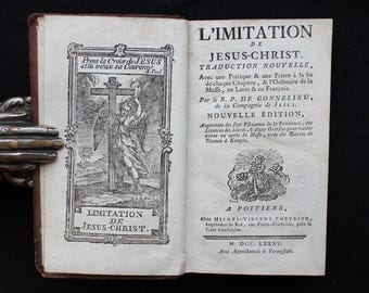 1785 Imitation of Christ Book: Antique Leather-Bound Illustrated Christian Classic
