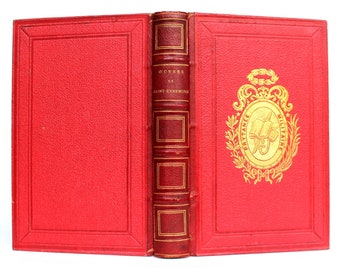 1880 Rare Leather Bound Book: Selected Works of Saint-Evremond