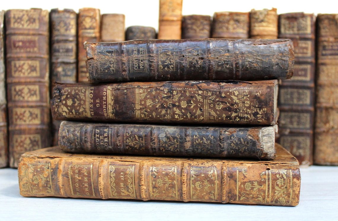 1700s Shabby 18th Century Leather Book, Antique French Tome for Art, Junk Journal & Restoration, foto 3 de 5