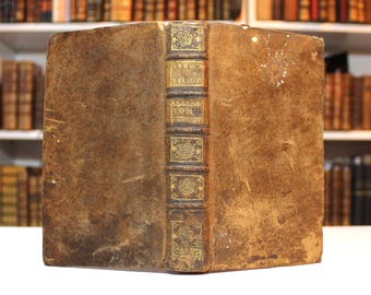 1744 Antikes Lederbuch: Predigten von Erzbischof John Tillotson, französischer Text