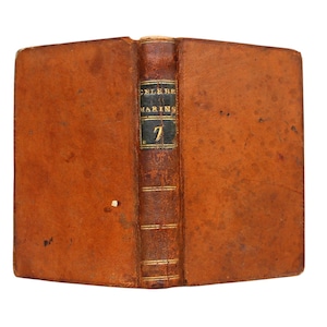 1789 Franse marinegeschiedenis: biografie Marshals d'Estrées, antiek leergebonden boek