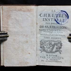 1713 Französisches Antikes Buch: &#39;Der unterwiesene Christ&#39; - Ledergebundener Jesuitentext