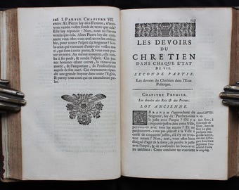 Deveres Morais Cristãos de 1687 - Livro de Teologia Francesa Antiga - Impressão de Paris