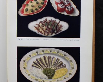 1938 Vintage French Cookbook – Cold Cuisine, Illustrated Recipes