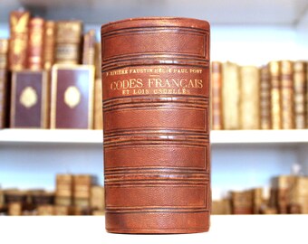 1882 RARE livre de droit ancien Codes français et common law, ainsi que des décrets, des ordonnances et des avis du Conseil d'État + 2 000 pages en cuir