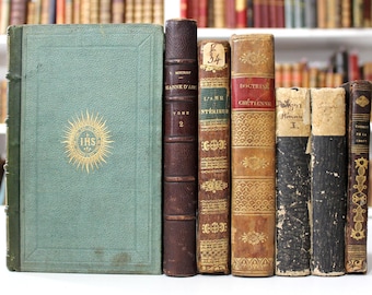 アンティークフランスの書籍 | 19世紀の革装丁、金箔張りの背表紙