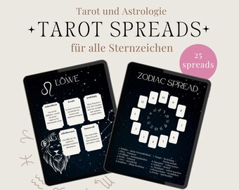 Tarot Spread Sammlung Sternzeichen Astrologie Legemuster Deutsch Kartenlegen Tarot Legesysteme Spiritualität Zodiac Tarot lernen
