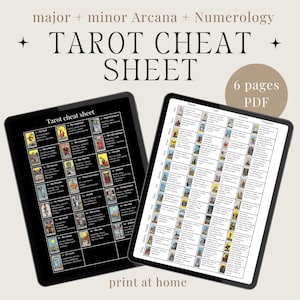 Tarot Symbolism Cheat sheet, Keywords meanings, Worksheet, study sheet, Numerology, digital printable, Beginner & Advanced Witch, Divination
