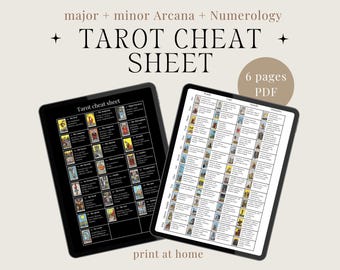 Tarot Symbolism Cheat sheet, Keywords meanings, Worksheet, study sheet, Numerology, digital printable, Beginner & Advanced Witch, Divination