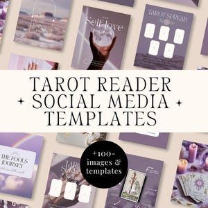 Publications Instagram des lecteurs de tarot | Modèle Canva de lecteur de cartes de tarot Marketing de marque sur les réseaux sociaux, contenu commercial spirituel, photos de stock