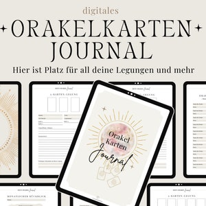 Diário de Cartas Oracle Alemão | Padrão de layout de calendário de diário de leitura de cartas, layout de cartas de oráculo, baralho de cartas em PDF para impressão, bruxa