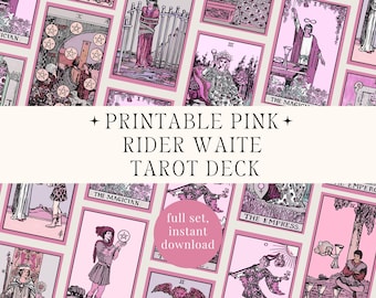 Talia kart tarota Ridera Waite'a Smitha do druku – talia kart tarota Soft Girl Pink, do użytku komercyjnego, talia kart RWS Pink, do pobrania w wersji cyfrowej