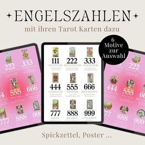 Angel Numbers & Tarot Meaning Numerology Cheat Sheet Angel Numbers Poster Angel Numbers Cheat Sheet German Spiritual Wall Art Tarot