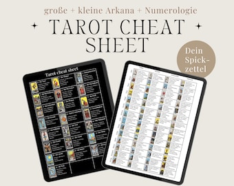 Tarot Cheat sheet deutsch, Nachschlagewerk, Buch, Lernen, Workbook, Kartenlegen, Tarot Hilfe, Worksheet, study sheet, Numerologie