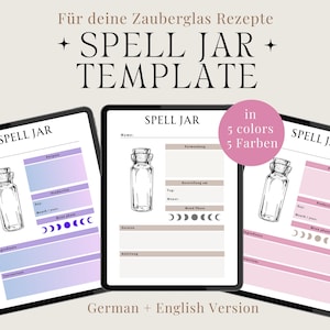 Spell Jar Rezepte Vorlage | Zauberglas Zauber Hexe | Deutsch, Hexenglas, druckbares Buch der Schatten Grimoire Seiten | Witchcraft Basics