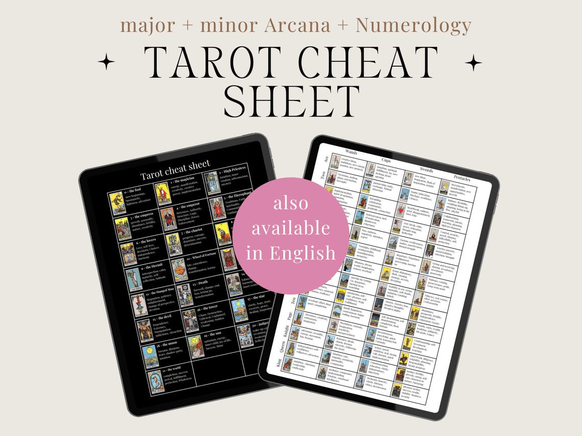 Tarot Cheat Sheet (german), Reference Book, Book, Learning, Workbook ...