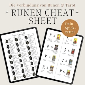 Runen und Tarot Cheat sheet deutsch Nachschlagewerk Kartenlegen Spickzettel für Tarot & Elder Futhark Hexe Grimoire Runen Bedeutung witch