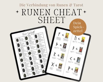 Runes and Tarot Cheat Sheet German Reference Book Card Reading Cheat Sheet for Tarot & Elder Futhark Witch Grimoire Runes Meaning Witch
