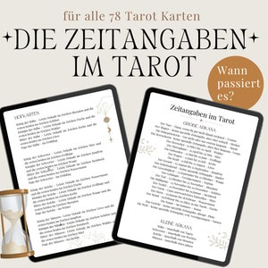 Informazioni sul tempo nei Tarocchi, promemoria sui tempi, promemoria sull'interpretazione tedesca dei simboli dei Tarocchi per principianti e avanzati, lettura delle carte stampabile