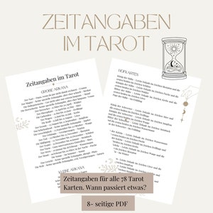 Time information in the tarot, timing, cheat sheet, cheat sheet, German, interpretation, symbols, learn, for beginners and advanced users, printable