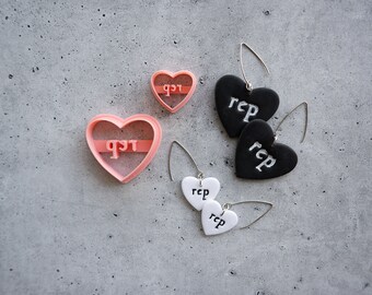 Rep Heart Clay Cutter: Embossed Polymer Clay Earring Cutters