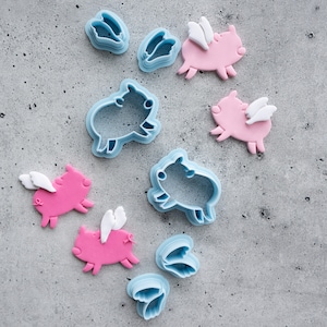 Flying Pig with Wings - Mirrored 4-piece set