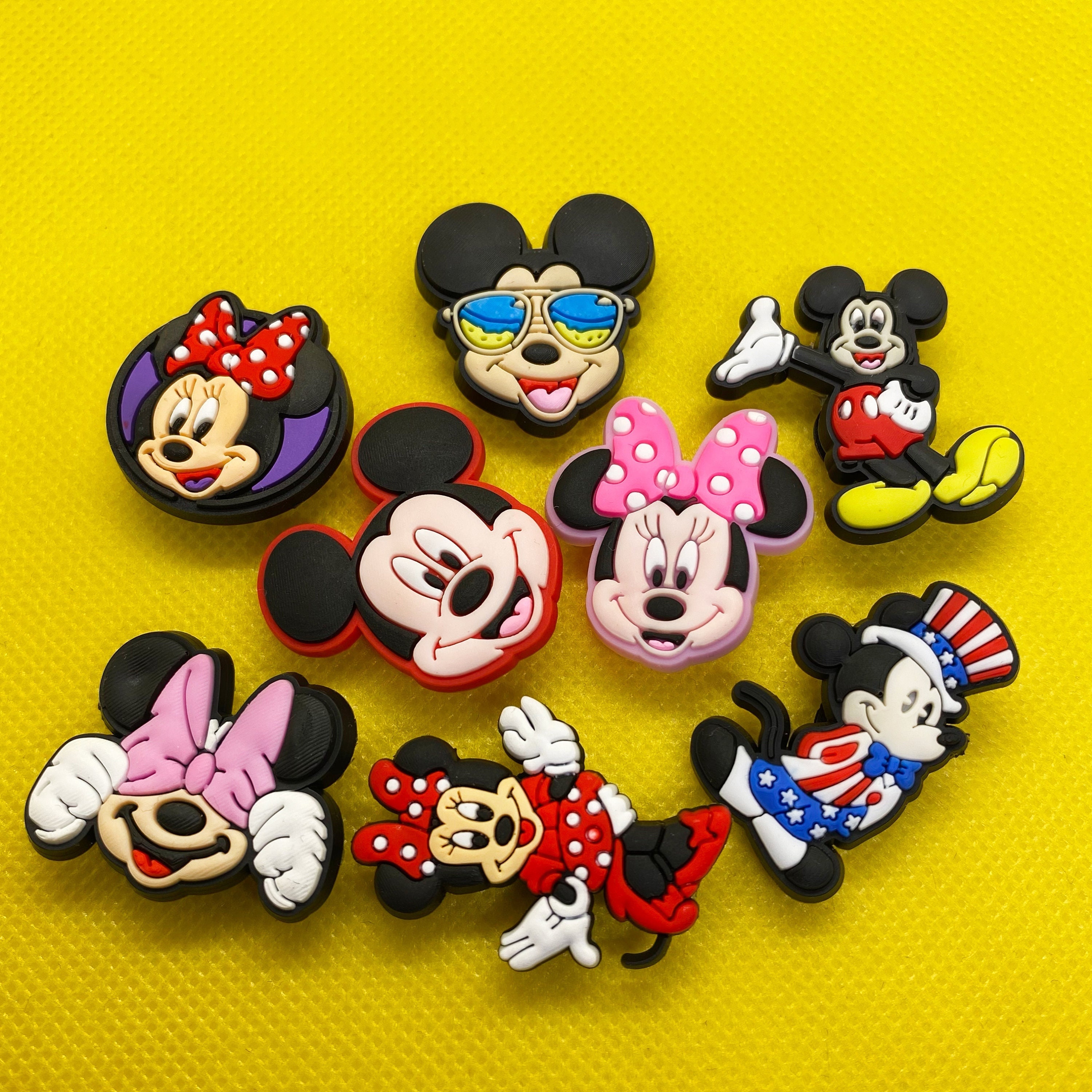 2 Mickey Mouse & Minnie Mouse Shoe Charms For Crocs & Jibbitz Wristbands:  : Fashion